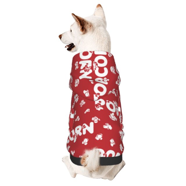 Fotbe Popcorn2 Sudadera con Estampado para Perros Pequeños – Suéter con Capucha para Mascotas, Tela Suave de Forro Polar con Bolsillo-X-Large