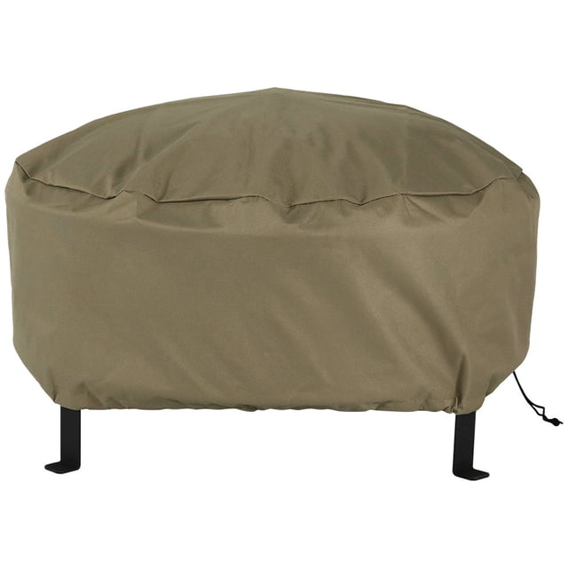 Sunnydaze Housse Ronde pour Foyer Extérieur, Robuste et Résistante aux Intempéries, en PVC et Polyester 300D, avec Cordon de Serrage - 40 Pouces - Kaki