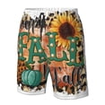 thumbnail image 4 of Wukai Happy Fall Y'All Print Beach Trunks with Compression Liner Swimsuit Quick Dry Beach Sports Shorts with Pocket-XX-Large, 4 of 6