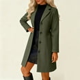 thumbnail image 7 of Dwralegc Pea Coats for Women Dress Trench Outerwear Coats Single Breasted Stand Collar Wool Blend Jackets & Coats Thicken Balck Overcoat with Pockets Army Green XL, 7 of 7