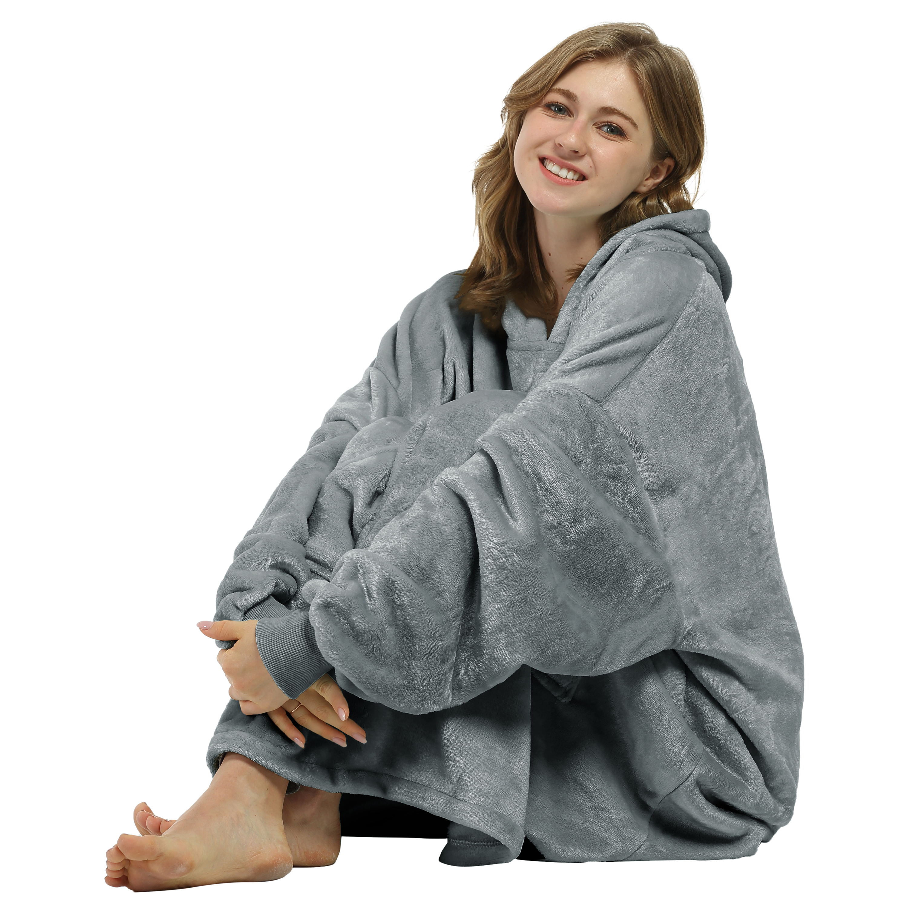 Catalonia Oversized Blanket Hoodie Sweatshirt, Lavender Wearable Fleece Pullover, Gift for Adults Men Women