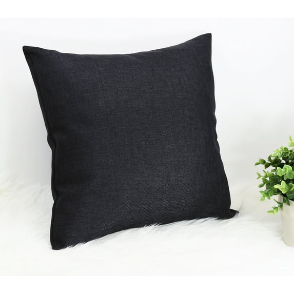 Aiking Home Woven Fine Faux Linen Throw Pillow Cover, size 18"x18", Black