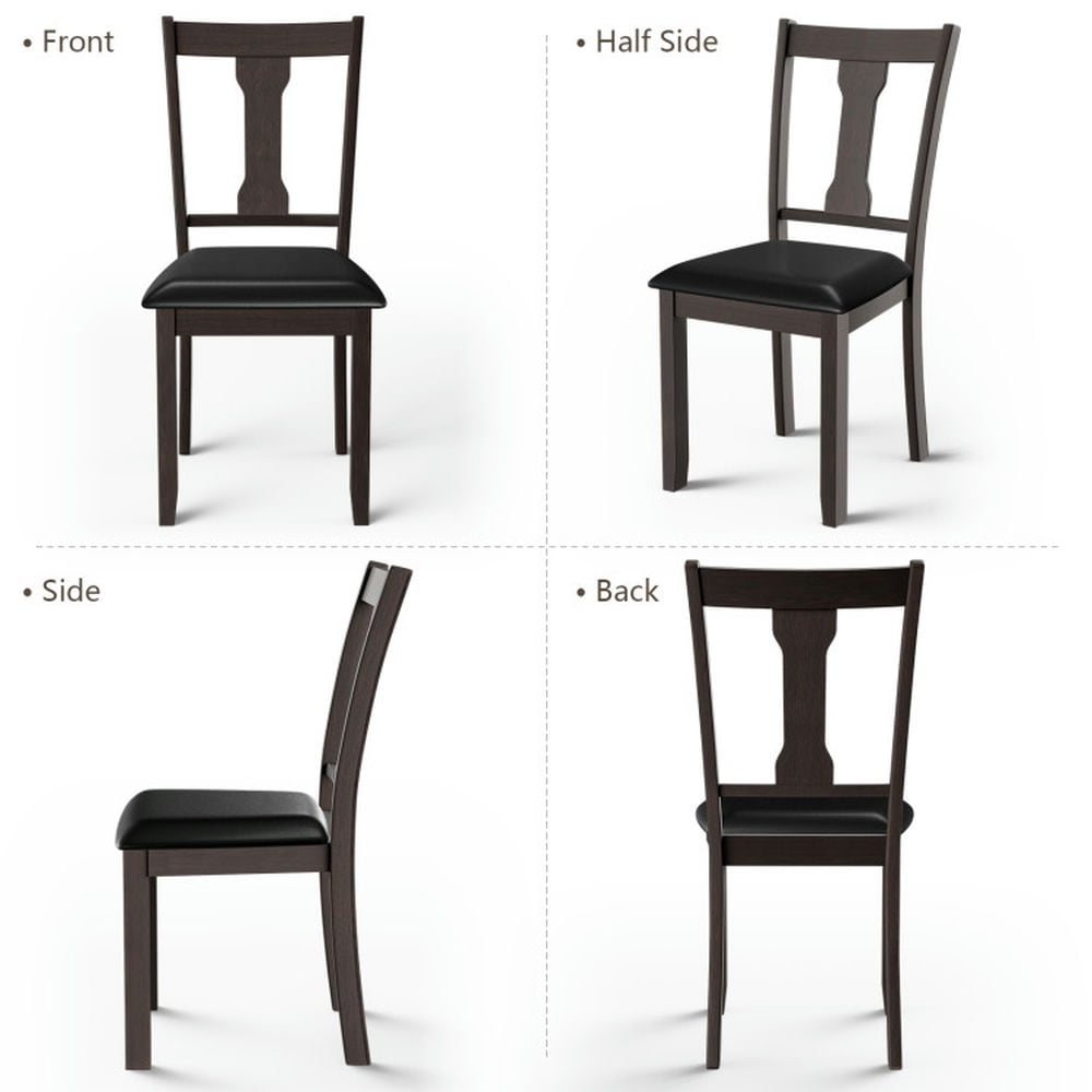Demi Bonn Set of 2 Dining Chair with Rubber Wood Frame and Upholstered Padded Seat for Dining Room Living Room, Brown