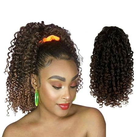 Curly Ponytail Extension Drawstring Ponytails for Black Women Synthetic  Curly Drawstring Ponytail with 2 Clips on Short Afro Kinky Ponytail  Extension for African Women(T1B/Gray#) | Walmart Canada