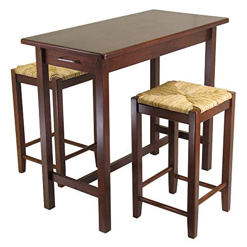 Winsome Kitchen Island Table With 2 Rush Seat Stools Cartons 3 Piece Islands And Carts Com Winsome Kitchen Island Table, Small Island Table With Stools