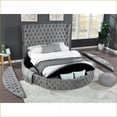 thumbnail image 2 of Bedroom Furniture Set Queen 4-Piece Gray Velvet Solid Wood with Storage | Gray | Wood, 2 of 12