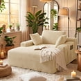 thumbnail image 2 of Noelse 67" Oversized Chaise Lounge Chair Indoor 2-Piece Set, Corduroy No Assembly Sofa for Reading, Beige, 2 of 11