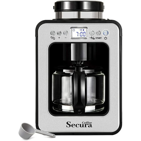 

luxury Secura Coffee Automatic Coffee Maker with Grinder Programmable Grind and Brew Coffee Machine for use with Ground or Whole Beans 17 oz Glass Carafe