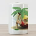 thumbnail image 3 of Beach Ceramic Toothbrush Holder, Illustration Relax Exotic Summer Holidays on Hammock Theme Hot Paradise Lands, Decorative Versatile Countertop for Bathroom, 4.5" X 2.7", Multicolor, by Ambesonne, 3 of 4
