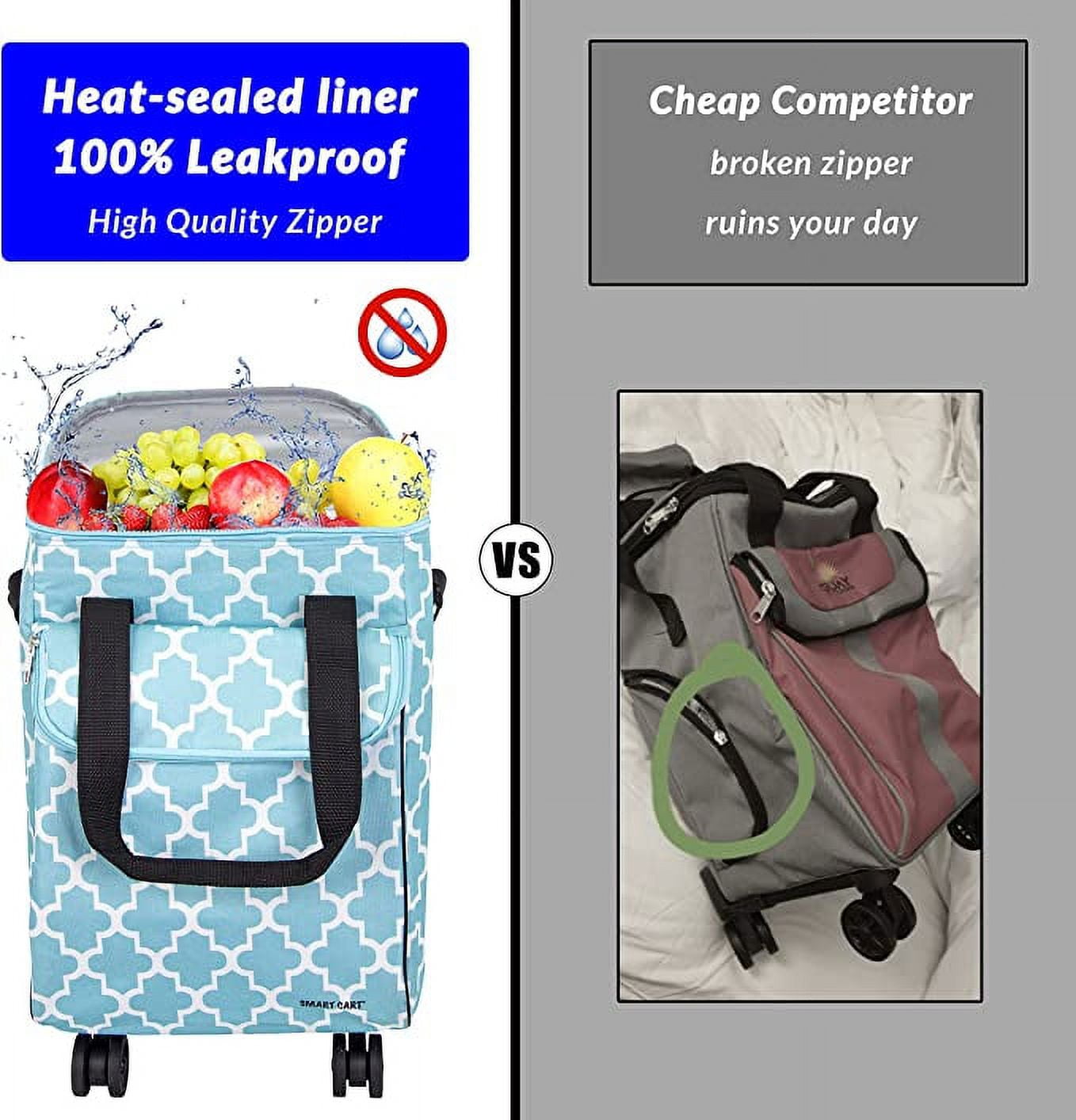 dbest products Ultra Compact Smart Cart Cooler 360, Insulated Collapsible Rolling Tailgate BBQ Beach Summer, Moroccan Tile