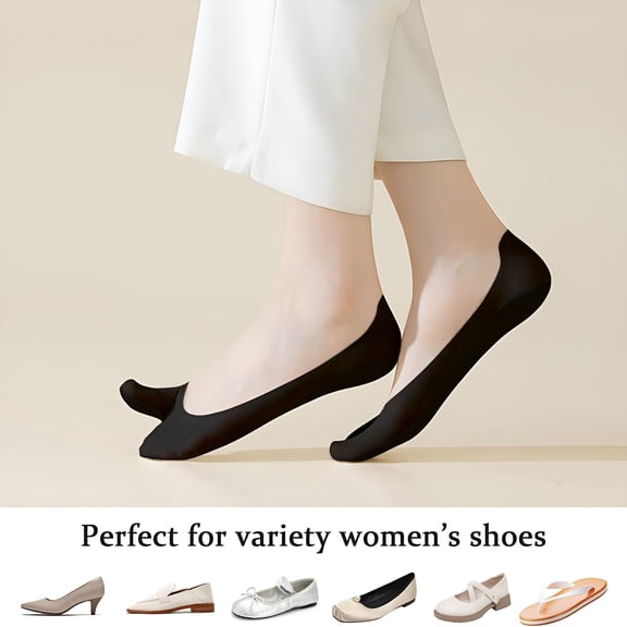 TELOLY 4 Pairs Tabi Socks for Women,Ice Silk No Show Flip Flop Socks Split Toe Non Slip Low Cut for Loafers Sandals