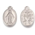 thumbnail image 2 of 304 Stainless Steel 10 pc Non-Tarnish 304 Stainless Steel Pendants Oval with Virgin Mary Stainless Steel color 21x13x2mm Hole: 2mm, 2 of 2