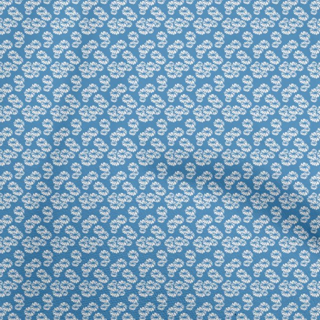 oneOone Viscose Chiffon Medium Blue Fabric Florals Craft Projects Decor Fabric Printed By The Yard 42 Inch Wide-FO