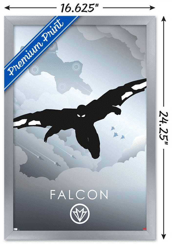 Marvel Heroic Silhouette - Falcon Wall Poster, 14.725" x 22.375", Framed