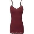 thumbnail image 4 of Bozzolo Women Junior & Plus Adjustable Spaghetti Strap Lace Trim Tunic Tank Top Camisoles, 4 of 5