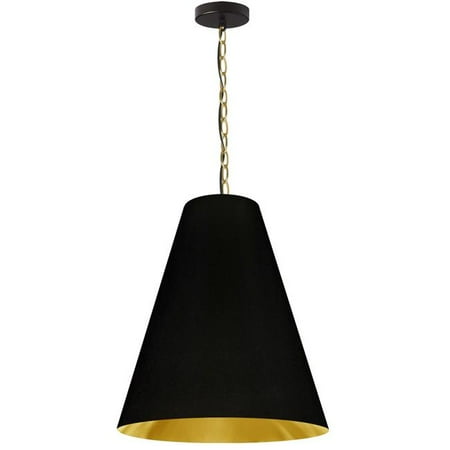 

Dainolite ANA-M-AGB-698 1 Light Anaya Aged Brass Pendant with Black & Gold Shade - Medium