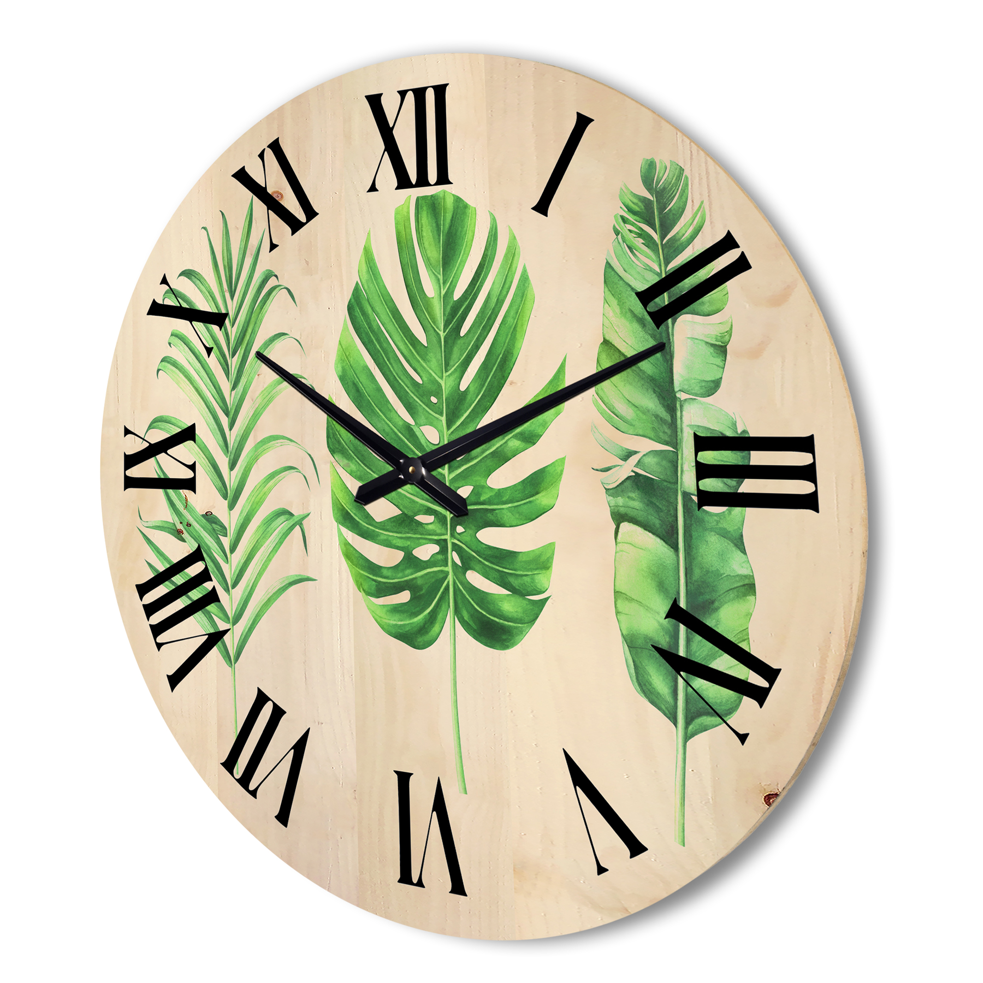 Designart 'Close Up Of Tropical Leaf Of Monstera IV' Farmhouse Wood Wall Clock