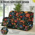 thumbnail image 2 of COEQINE Lazy Boy Recliner Chair Cover 3 Seater Sofa Slipcover 8 Pieces Comfy Dog Couch Cover Reclining Chair Slipcover with Side Pocket for Pets, Kids, Colorful Bohemian Floral, 2 of 8