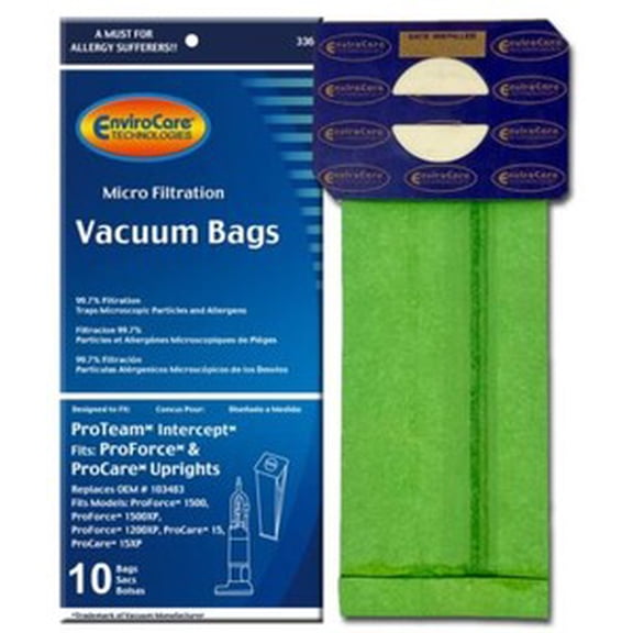 10 EnviroCare Replacement Micro Filtration Vacuum Bags Designed to Fit ProTeam ProForce & ProCare Upright Vacuums10 Bags Vacuum Cleaner Bags