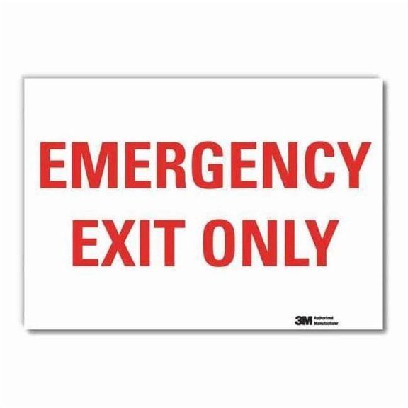 Lyle Exit Sign, Vinyl, 7" W, 5" H, Emergency Exit Only, White U7-1081-RD_7X5
