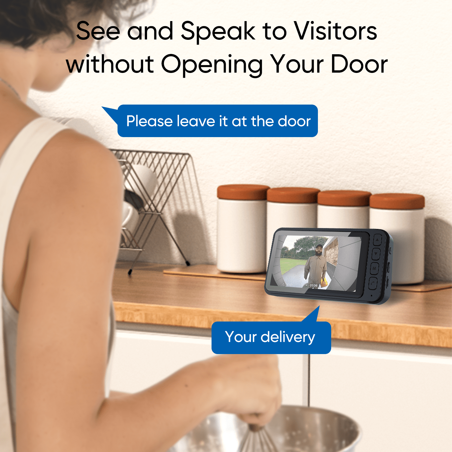 Wireless Video Doorbell with 4.5" IPS Display Screen, 720P HD 120° Wide Angle Door Bell Camera with Night Vision, 2-Way Intercom 1000mAh Battery Local Storage No WiFi No App for Home Security