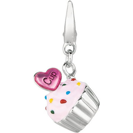 Women's Sterling Silver Cupcake with Heart Clip-On Charm