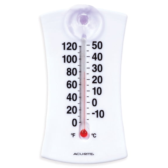 AcuRite 4-inch Indoor/Outdoor Analog Thermometer with Suction Cup, Weather-Resistant, No Battery Required