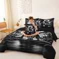 thumbnail image 3 of Metsweet Gothic Dragon Queen Bedding 7pcs, Magical Wildlife Bedding Comforter Set Queen, Black Gray White,Black Reversible, 3 of 6