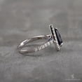 thumbnail image 3 of Blue Pear Sapphire Moissanite Halo Engagement Ring September Birthstone Ring Gemstone Bridal Wedding Halo Ring Promise Accent Stone Set Ring, 3 of 4