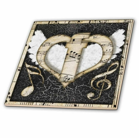 Ceramic Letter Tiles - 3dRose Song Angel Initial Letter F - Ceramic Tile, 4-inch