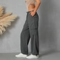 thumbnail image 5 of KOMOO Women Wide Leg Cargo Pants Drawstring Elastic Waist Jogger Baggy Trousers Pockets Loose Trousers, 5 of 9
