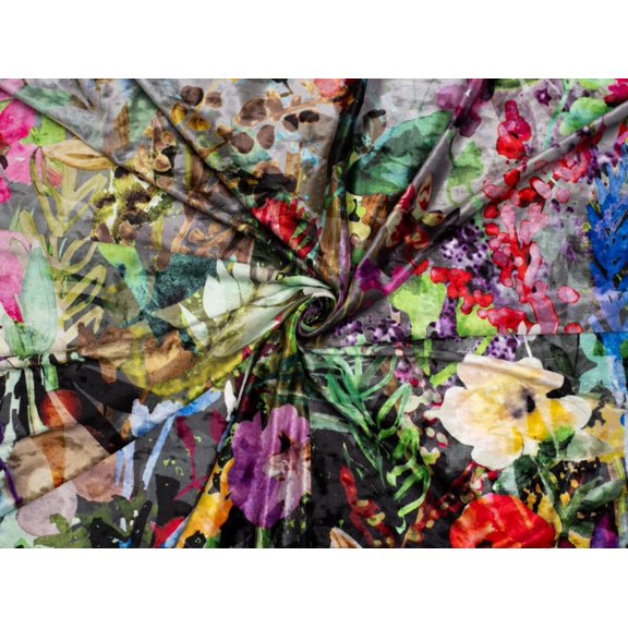 Minerva Exclusive Botanic Bliss Crush Velvet Stretch Knit Fabric - per yard