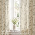 thumbnail image 4 of CURTAINKING Floral Linen Blend Curtains Light Filtering 96 Inch Window Curtains for Living Room Bedroom Farmhouse Vintage Window Treatment Rod Pocket Green, 4 of 11