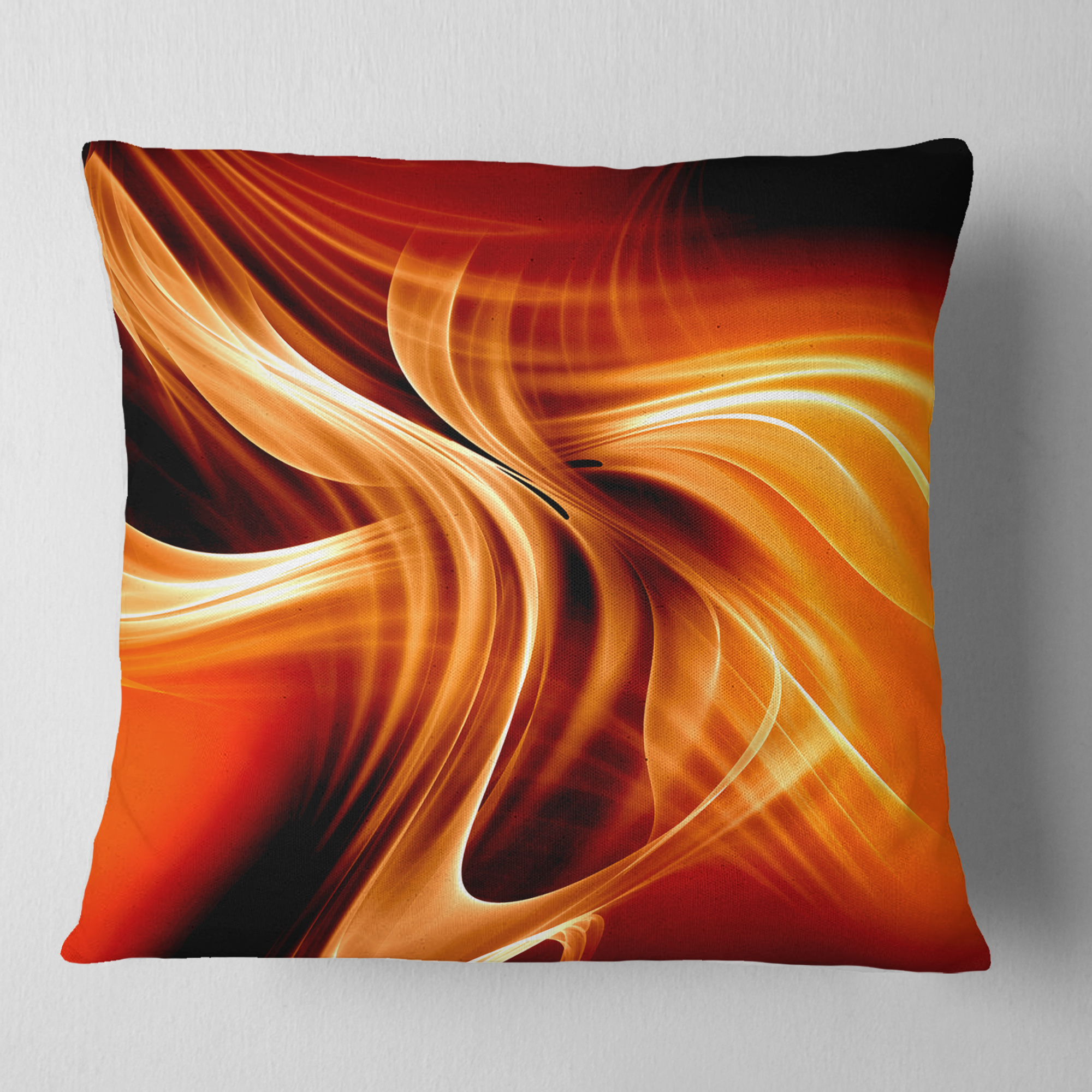 Designart Orange Abstract Warm Fractal Design - Abstract Throw Pillow - 18x18