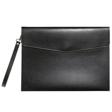 WSTEER A4 Document File Organizer Bag Holder PU Folder Bag Carrying Case Bag for Men Women