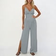 thumbnail image 2 of Jinhomg Jumpsuits for Women Summer Fall Sleeveless V Neck Elegant Wrap Criss Cross Jumpsuits 2026 Y2K One Piece Outfits Gray M, 2 of 7