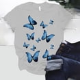 thumbnail image 2 of Womens Fashion Tees Tops Blue Butterfly Print Short Sleeve Summer Crew Neck Gift Clothes, 2 of 5