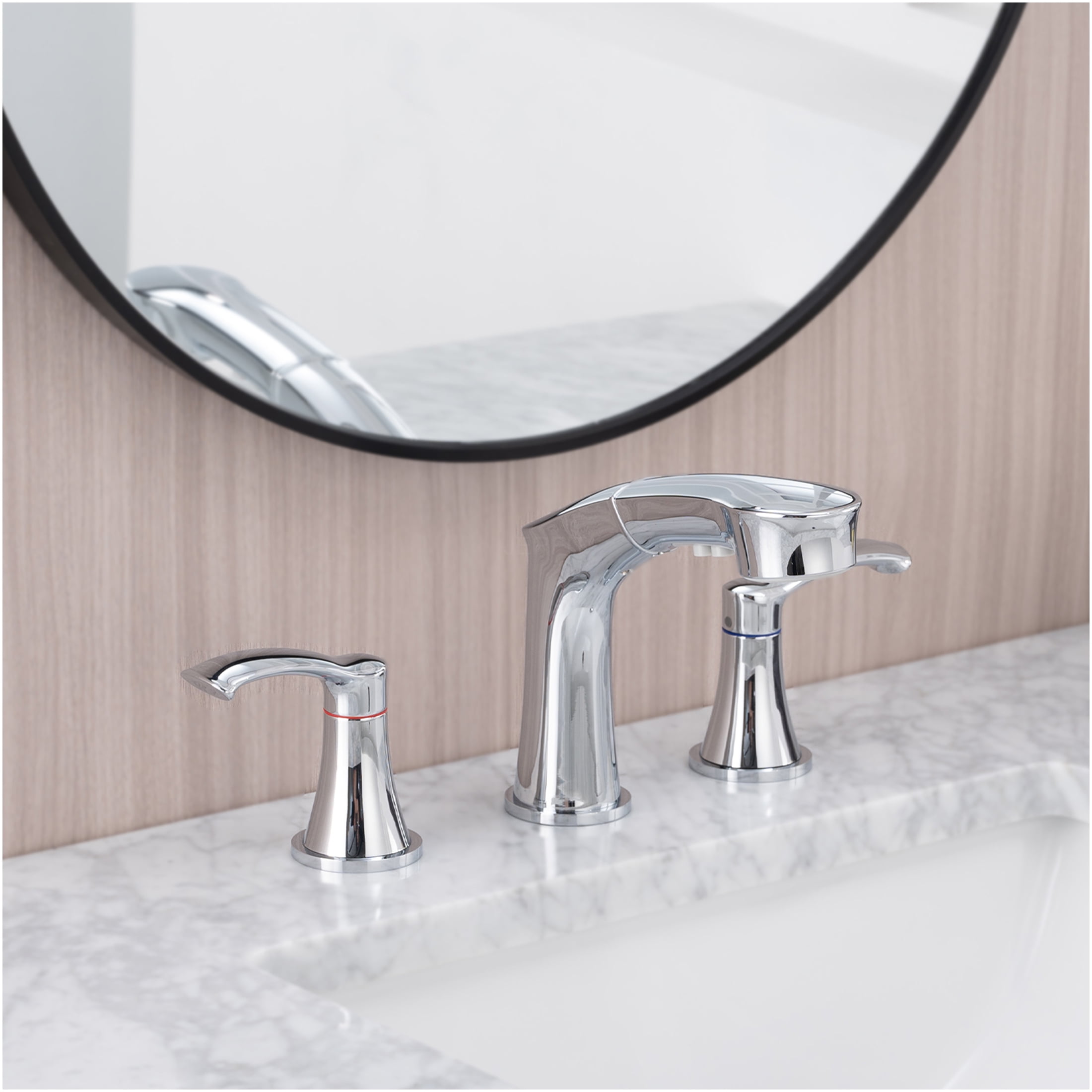 JERFIT 8-inch Widespread Bathroom Sink Faucet with Pull Down Sprayer, 2-Handle Chrome Vanity Faucet, Stainless Steel Lavatory Faucet with Lever Handles