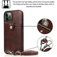 thumbnail image 3 of PU Leather Wallet Case for iPhone 13 Pro Max Removable Adjustable Crossbody Necklace Lanyard Shoulder Strap Case Cover with Card Holder,Detachable Anti-Lost Neck Strap Case 6.7",Brown, 3 of 16