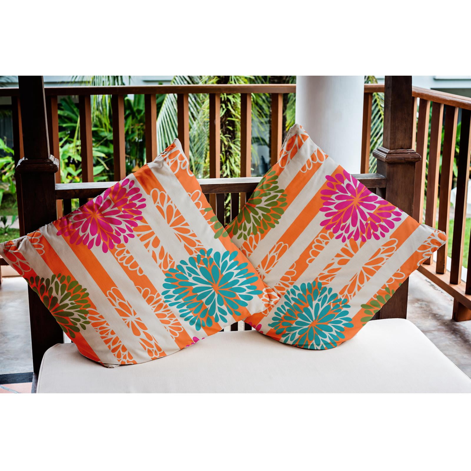 E by Design Flower Bursts Indoor/Outdoor Throw Pillow