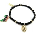 thumbnail image 2 of Icemond Women's Egyptian Symbols Charm 6mm 10" to 12" Stretchable Wooden Bead Anklet in Gold Tone, 2 of 4