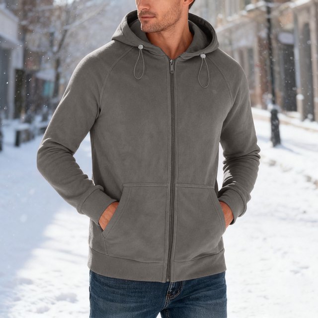 MHFRRA Chaqueta con Capucha Informal para Hombre, Forrada para Exteriores, Otoño E Invierno Gris