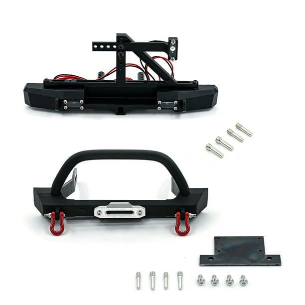 Parachoques delantero Juegos de parachoques trasero RC Crawler Bumper Parachoques de aleación de aluminio Compatible con 1/10 Axial SCX10 90046 90047 RC Car Romacci Parachoque