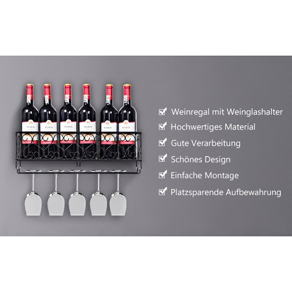 Spaco Wall Mounted Metal Wine Rack Wine Bottle Storage, Bar Cabinet, Freestanding Floor Wine Holder