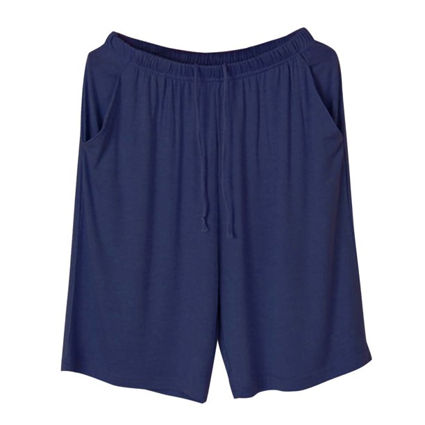 Gibobby Pijama algodón mujer Pantalones deportivos de verano para mujer, Color sólido, de talla grande, se pueden usar fuera de pantalones de pijama(Azul oscuro,M)