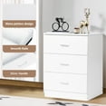thumbnail image 3 of UHOMEPRO Nightstand, Modern 3 Drawer Nightstand, White Nightstand with Silver Handle, Wooden Bedside Storage Cabinet Unit for Bedroom/Small Space, 3 of 9