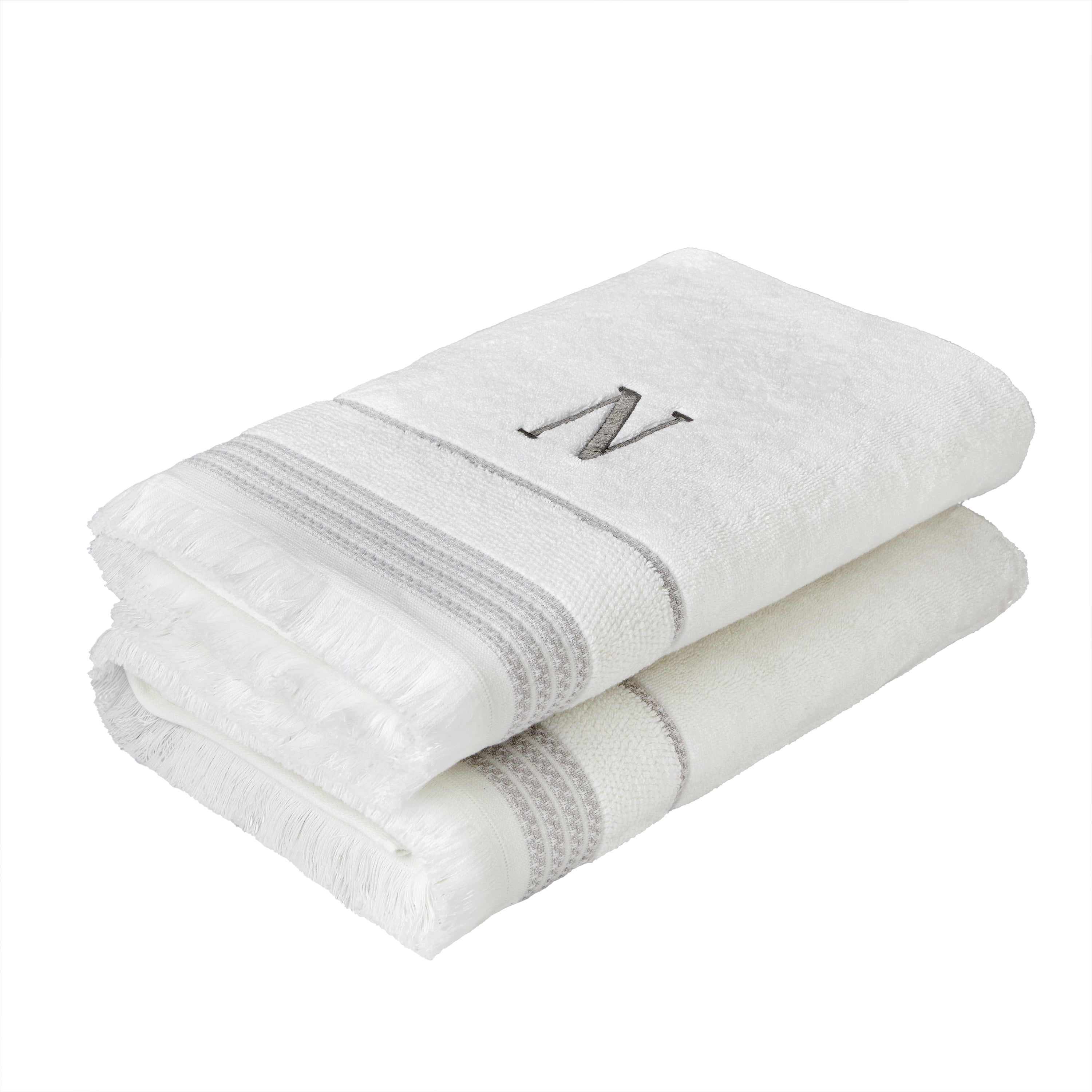 SKL Home Casual Monogram Bath Towel, "N", White