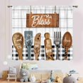 thumbnail image 3 of Farmhouse Kitchen Curtainsm, Rustic Fork and Spoon Woodern Plank Board Cook Theme Country Cottage Cafe Living Room Bedroom Window Curtains Drapes Treatments 2 Panels, 52"x84" Inch, 3 of 5
