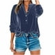 thumbnail image 3 of Tops formales,Blusa tipo túnica de terciopelo con cuello en V para mujer, manga larga, botones delanteros, corte holgado, poliéster suave, ropa informal, sopatenor, 3 of 9