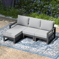 WestinTrends Montara 4-Piece Outdoor HDPE All-Weather Modern Deep Seating Patio Sofa Sectional Set with Waterproof Cushions, Light Gray